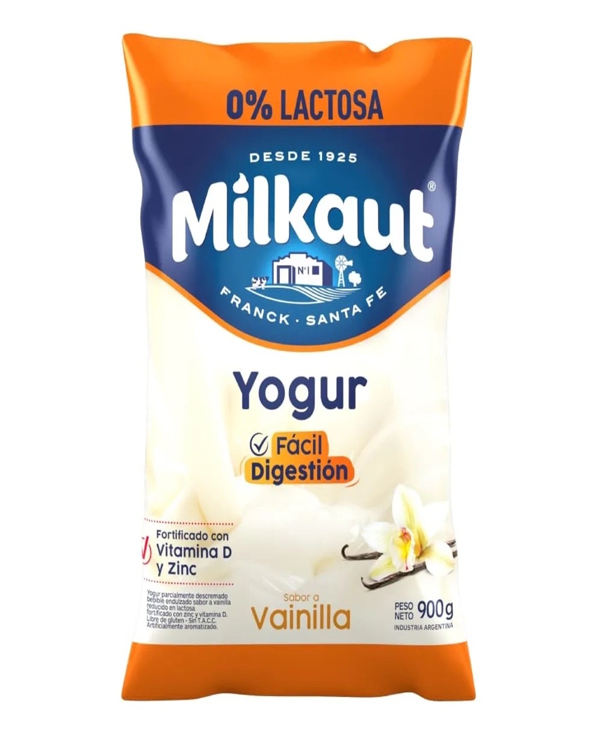 Yogur Milkaut Cero Lactosa Vainilla x 900 Ml